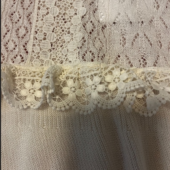 Zara ecru cream pointelle and lace knit top NWT - Picture 4 of 12